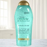 OGX Sea Kelp and Hyaluronic Acid Body Scrub Wash on a Table