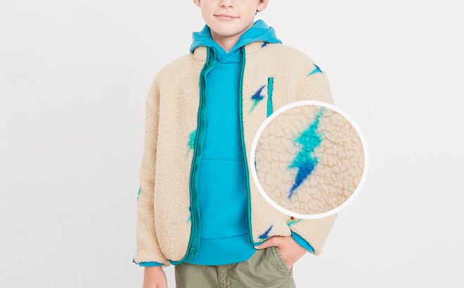 Old Navy Printed Full Zip Sherpa Jacket for Boys