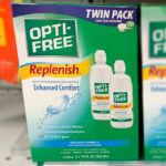 Opti Free Replenish Contact Lens Solution Twin Pack on a Shelf