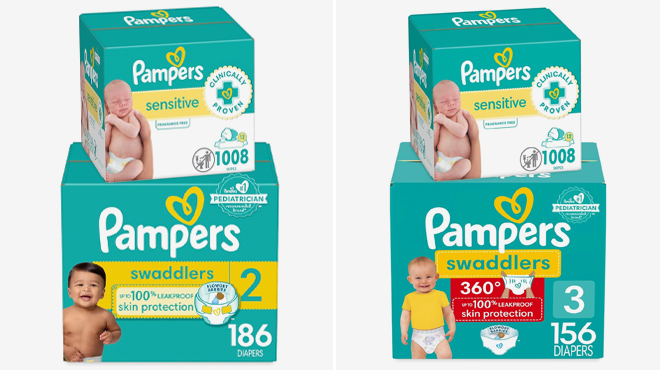 Pampers Size 2 and 3 Diapers and 1008 Count Wipes