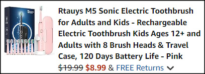 Rtauys M5 Sonic Electric Toothbrush Checkout