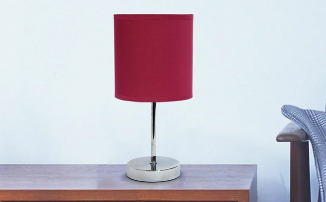 Simple Designs Wine Red Basic Chrome Mini Table Lamp