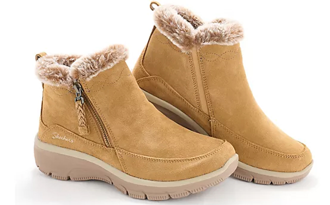 Skechers Easy Going Water Repellent Suede Faux Fur Boots