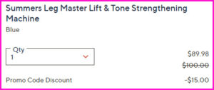 Summers Leg Master Lift Tone Strengthening Machine Checkout Screen