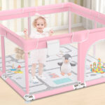 Suposeu Baby Playpen with Mat Indoor Outdoor Playard Kids Activity Center with Gate