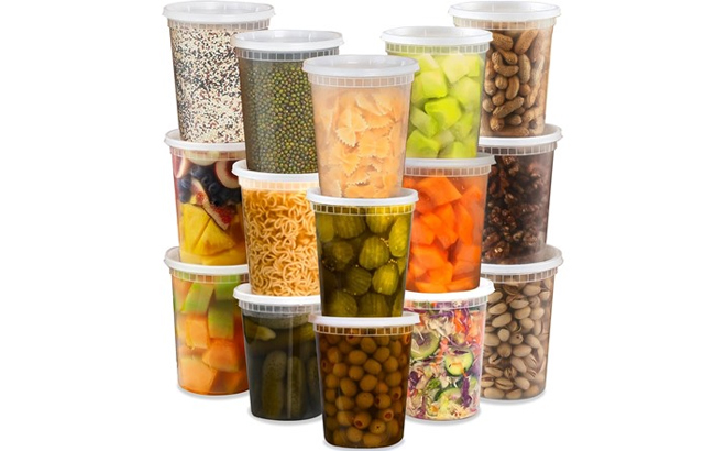 TashiBox 24 Sets 32 oz Plastic Deli Containers with Lids