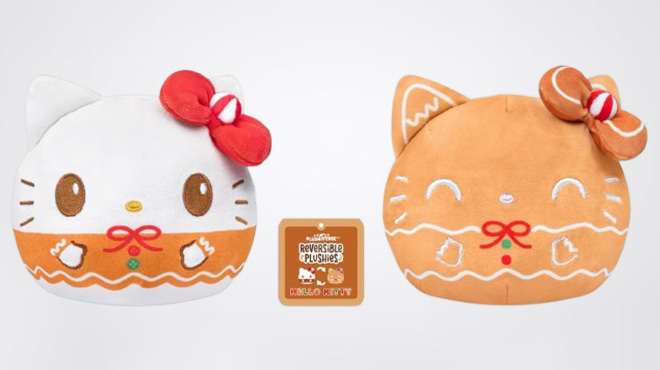 TeeTurtle Hello Kitty Christmas Gingerbread Reversible Plushie