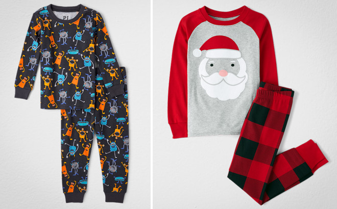 The Childrens Place Baby And Toddler Glow Monster and Santa Cotton Pajamas