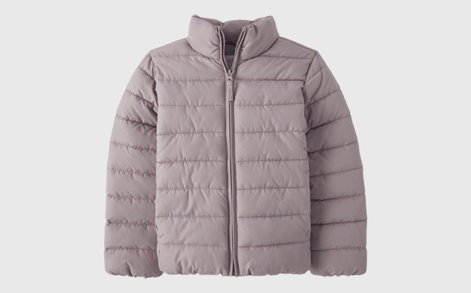 The Childrens Place Girls Puffer Jacket in Light Purple Color