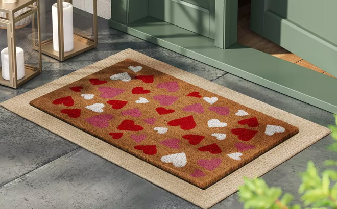 Threshold Valentines Day All Over Hearts Coir Doormat