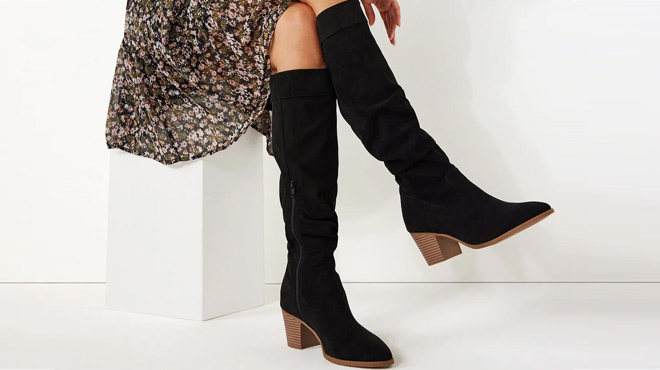 Time and Tru Womens Tall Heeled Slouch Boots