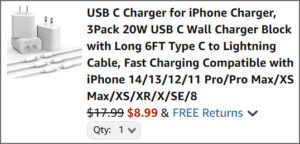 UCB C Charger 3 Pack at Checkout