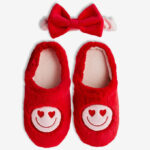 Valentines Day Slipper and Headband Set in red