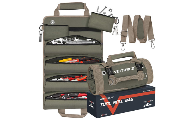 Veitorld Tool Roll Up Organizer Bag