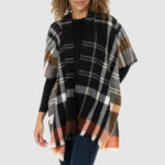 Vince Camuto Oversized Plaid Printed Feather Topper