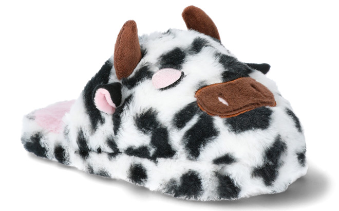 Wonder Nation Girls Cow Plushie Slippers