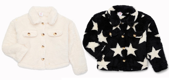 Wonder Nation Girls Faux Shearling Teddy Shackets