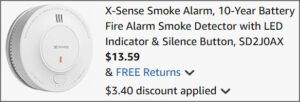 X Sense Smoke Alarm at Checkout