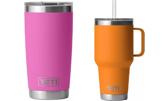 YETI 20 oz Rambler Tumbler with MagSlider Lid and YETI 35 oz Rambler Mug with Straw Lid