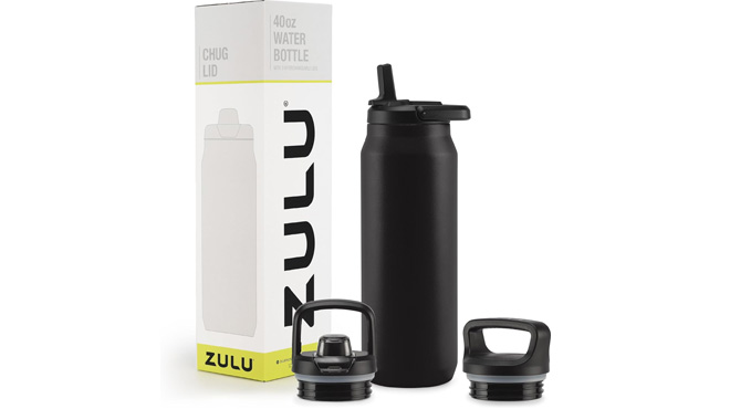 Zulu Base Stainless Steel Water Bottle with 3 Lids