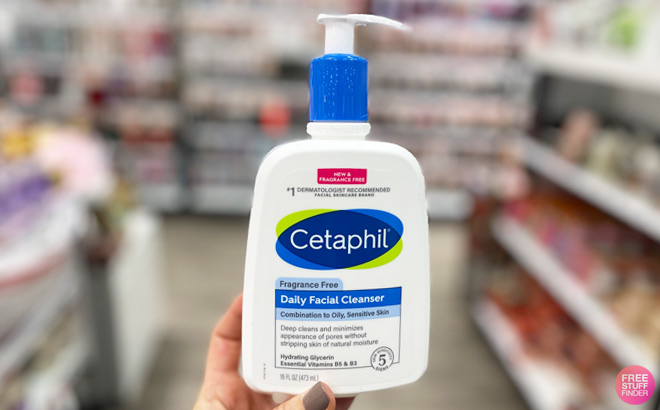 a Person Holding Cetaphil Daily Facial Cleanser