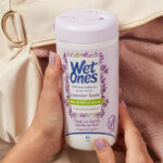 a Person Holding Wet Ones 40 Count Antibacterial Hand Wipes