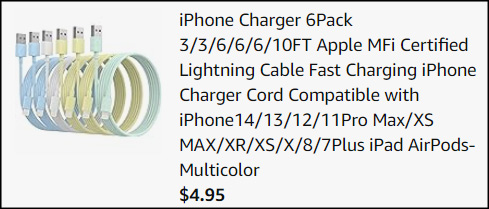 iPhone Charger Cable 5 Pack Checkout