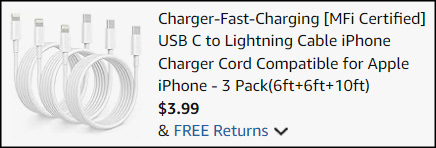 iPhone Lightning Charger Cable 3 Pack Checkout