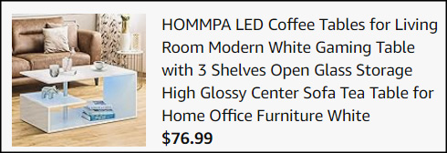 Hommpa LED Coffee Table Checkout