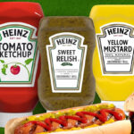 Heinz Sweet Relish with ketchup and yellow mustard