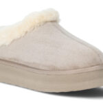 Pawz Womens Cozy Lined Platform Slippers in oat