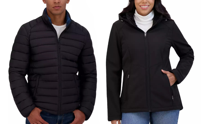 ZeroXposur Mens Puffer Jacket and Womens Lillian Soft Shell Jacket