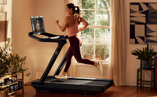 A Woman Exercising on a Peloton