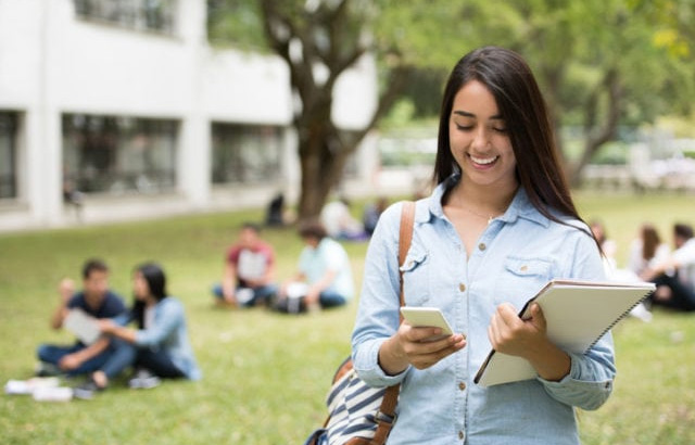 College Student on their Phone