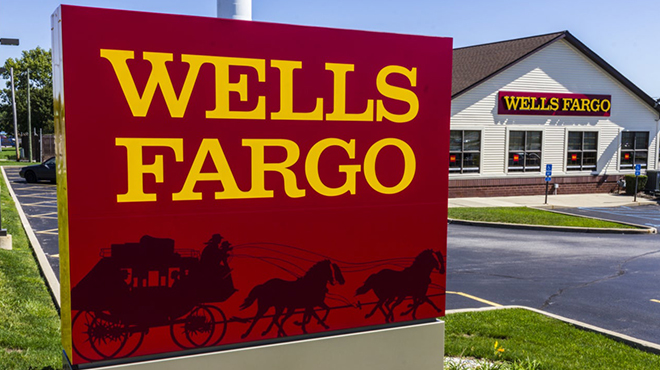 Wells Fargo Sign with Bank in the Background