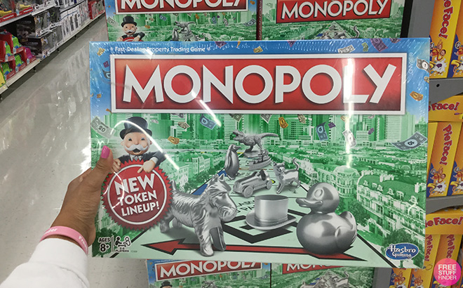 A Hand Holding a Monopoly Board Game