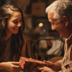 A Grandfather Giving His Teen Granddaughter a Gift