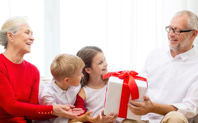 Grandparents Getting Gifts From Grandchildren