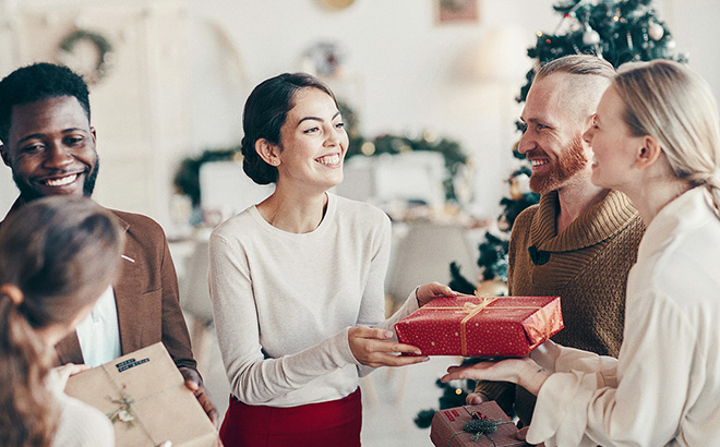 Sisters Exchanging Gifts