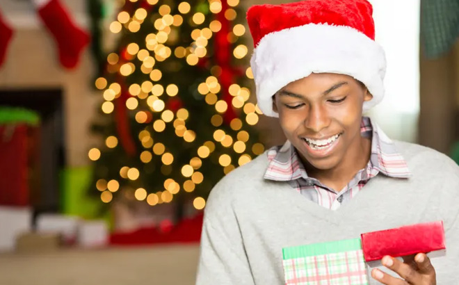 Teen Boy Opening a Gift