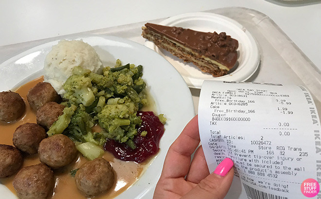 A Hand Holding a Birthday Freebie Receipt at Ikea